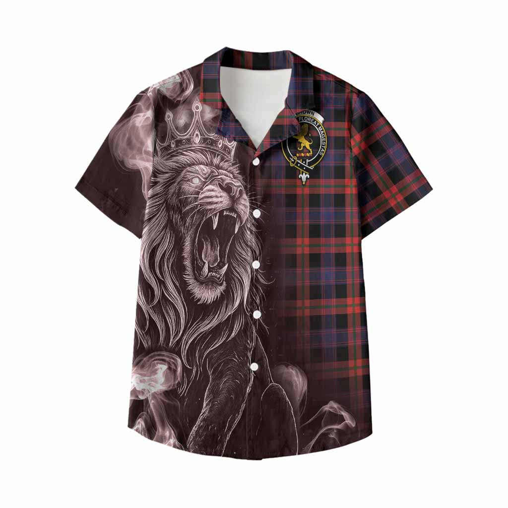 Brown (Broun) Tartan Kid Hawaiian Shirt Roaring Lion Heritage