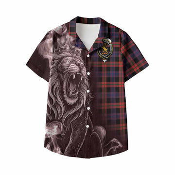Brown (Broun) Tartan Kid Hawaiian Shirt Roaring Lion Heritage
