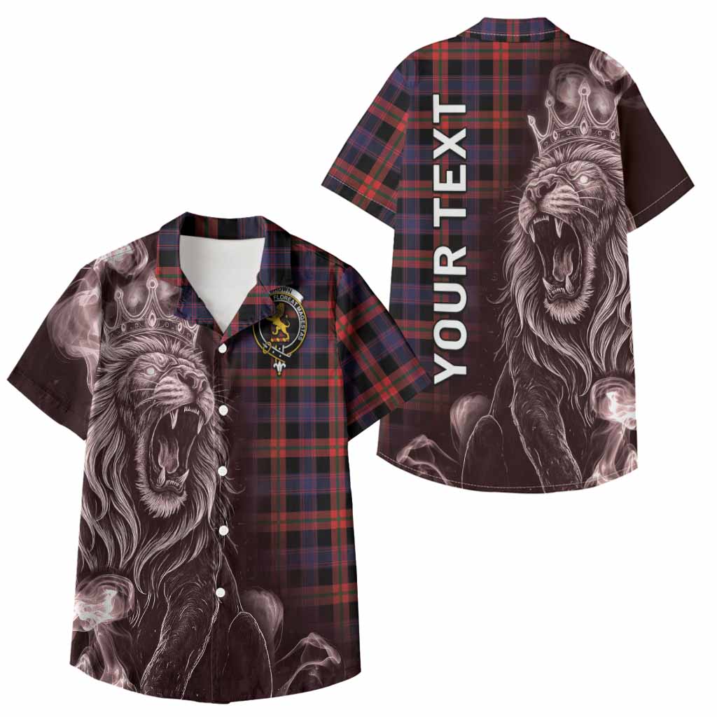 Brown (Broun) Tartan Kid Hawaiian Shirt Roaring Lion Heritage