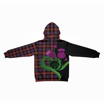 Brown (Broun) Tartan Kid Hoodie Traditional Scottish Thistle