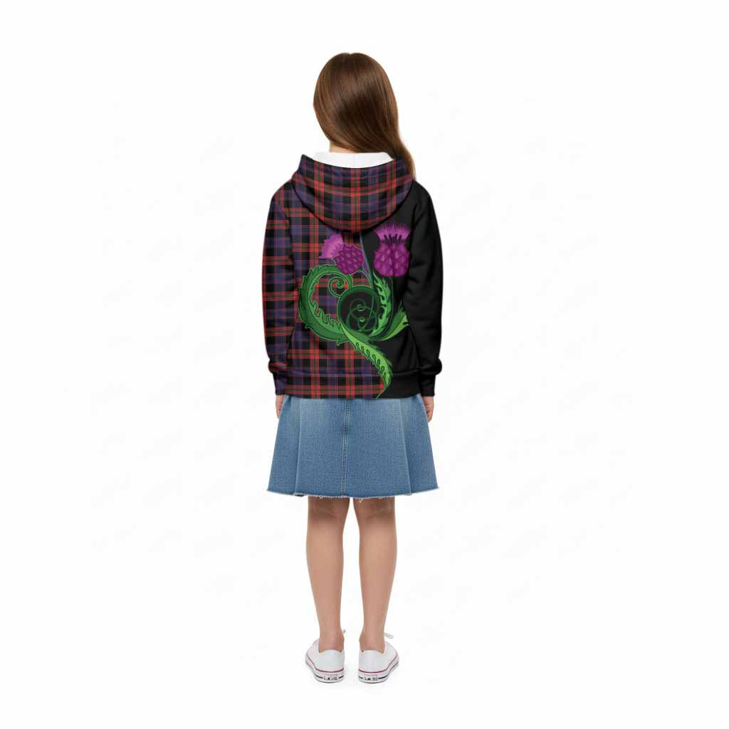 Brown (Broun) Tartan Kid Hoodie Traditional Scottish Thistle