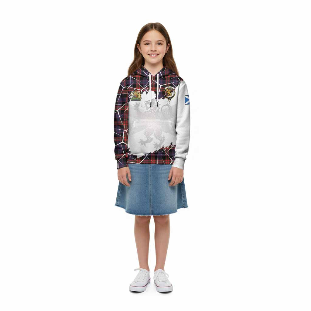 Brown (Broun) Tartan Kid Hoodie with Family Crest and Lion Rampant Grunge Style