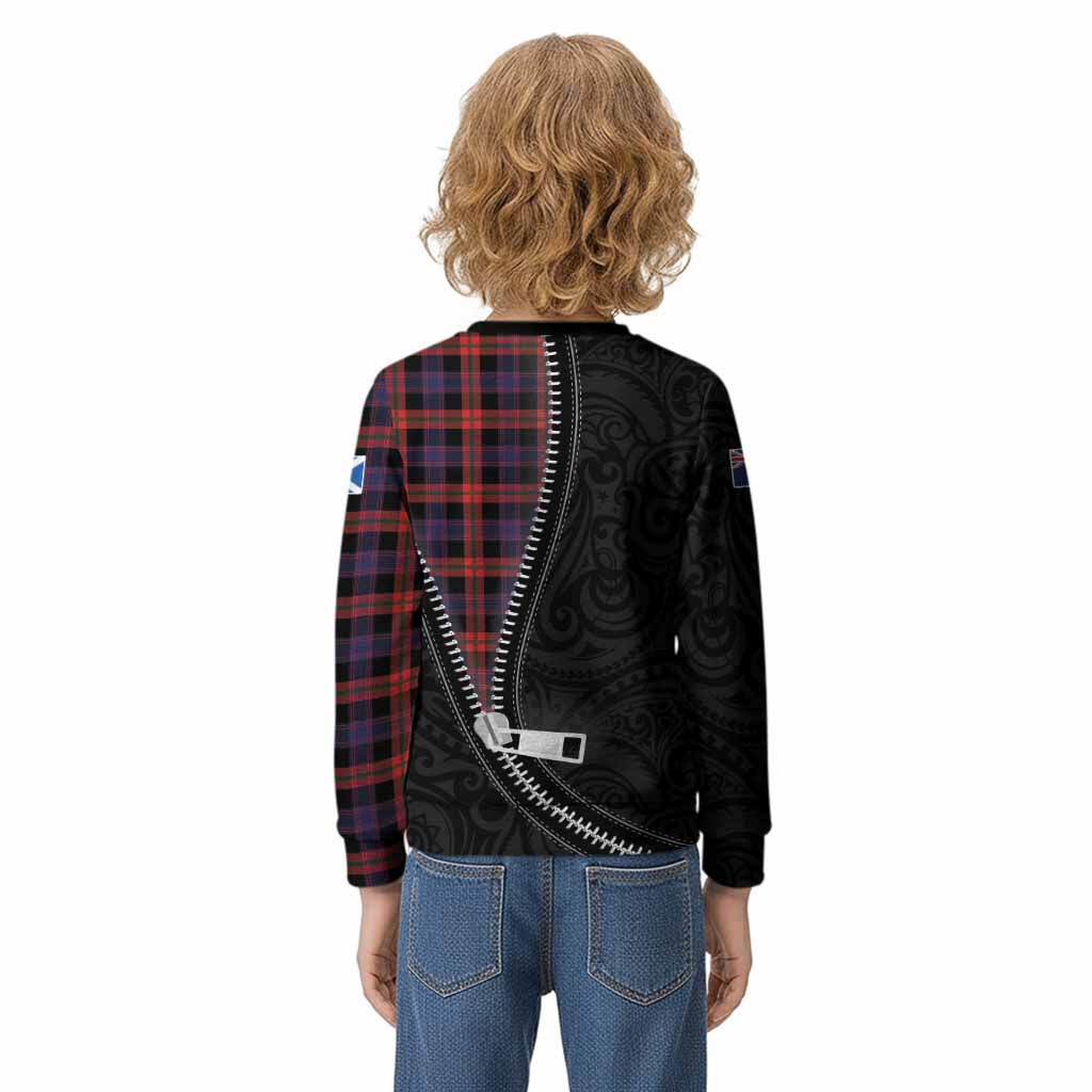 Brown (Broun) Tartan Kid Knitted Sweatshirt New Zealand Pattern Unique Zipper Stylized
