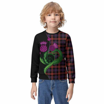 Brown (Broun) Tartan Kid Knitted Sweatshirt Traditional Scottish Thistle