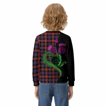 Brown (Broun) Tartan Kid Knitted Sweatshirt Traditional Scottish Thistle