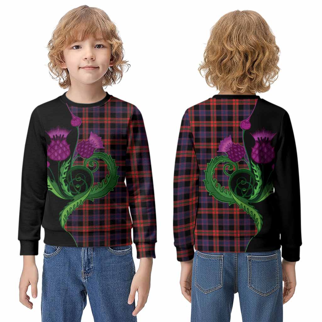 Brown (Broun) Tartan Kid Knitted Sweatshirt Traditional Scottish Thistle