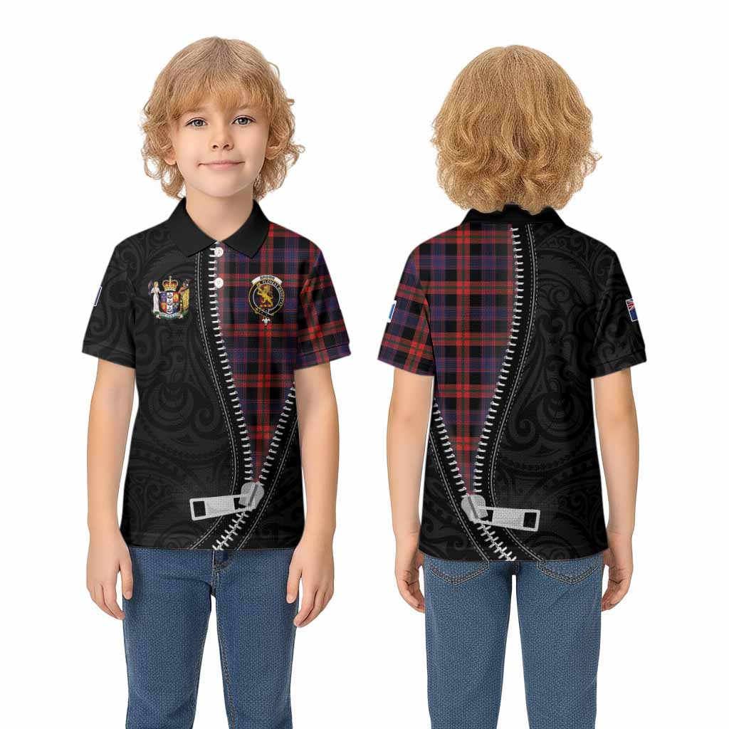 Brown (Broun) Tartan Kid Polo Shirt New Zealand Pattern Unique Zipper Stylized