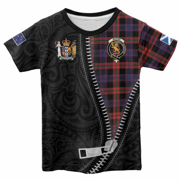 Brown (Broun) Tartan Kid T-shirt New Zealand Pattern Unique Zipper Stylized