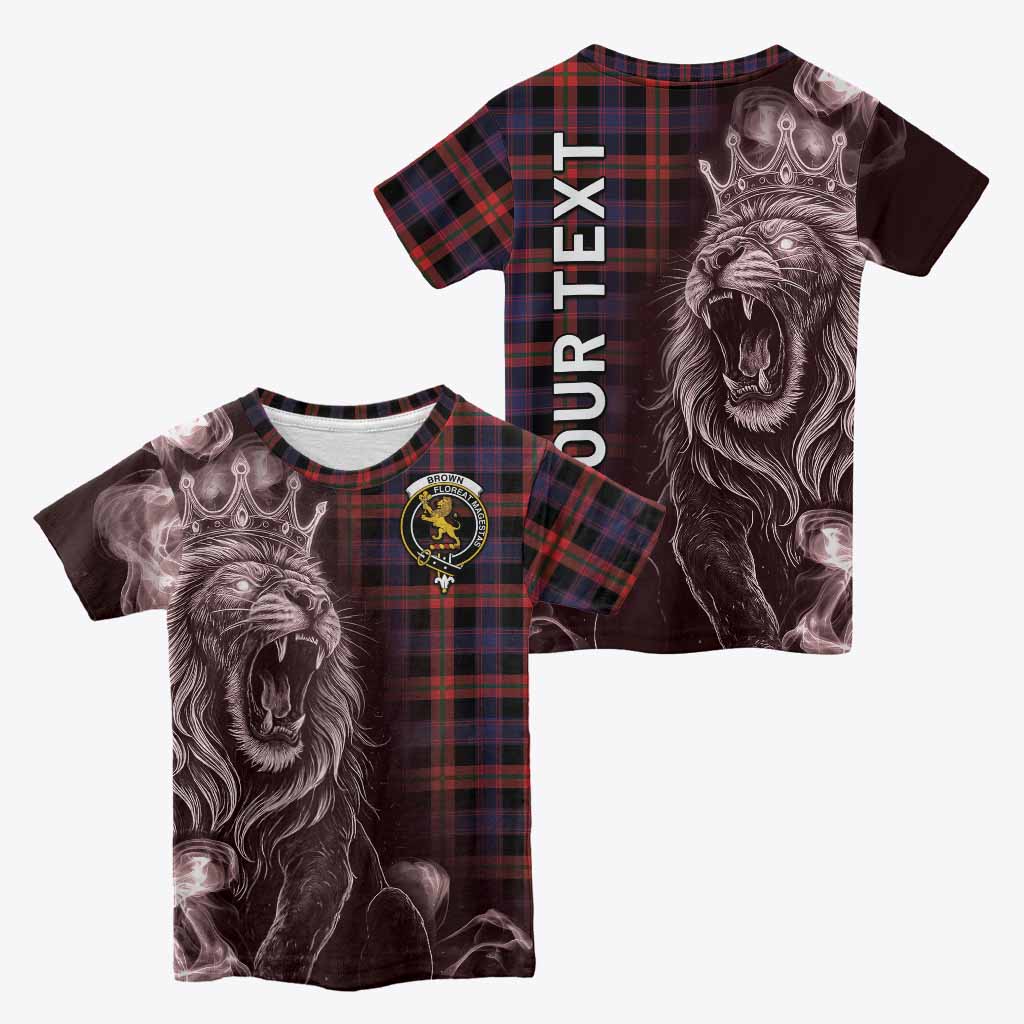 Brown (Broun) Tartan Kid T-shirt Roaring Lion Heritage