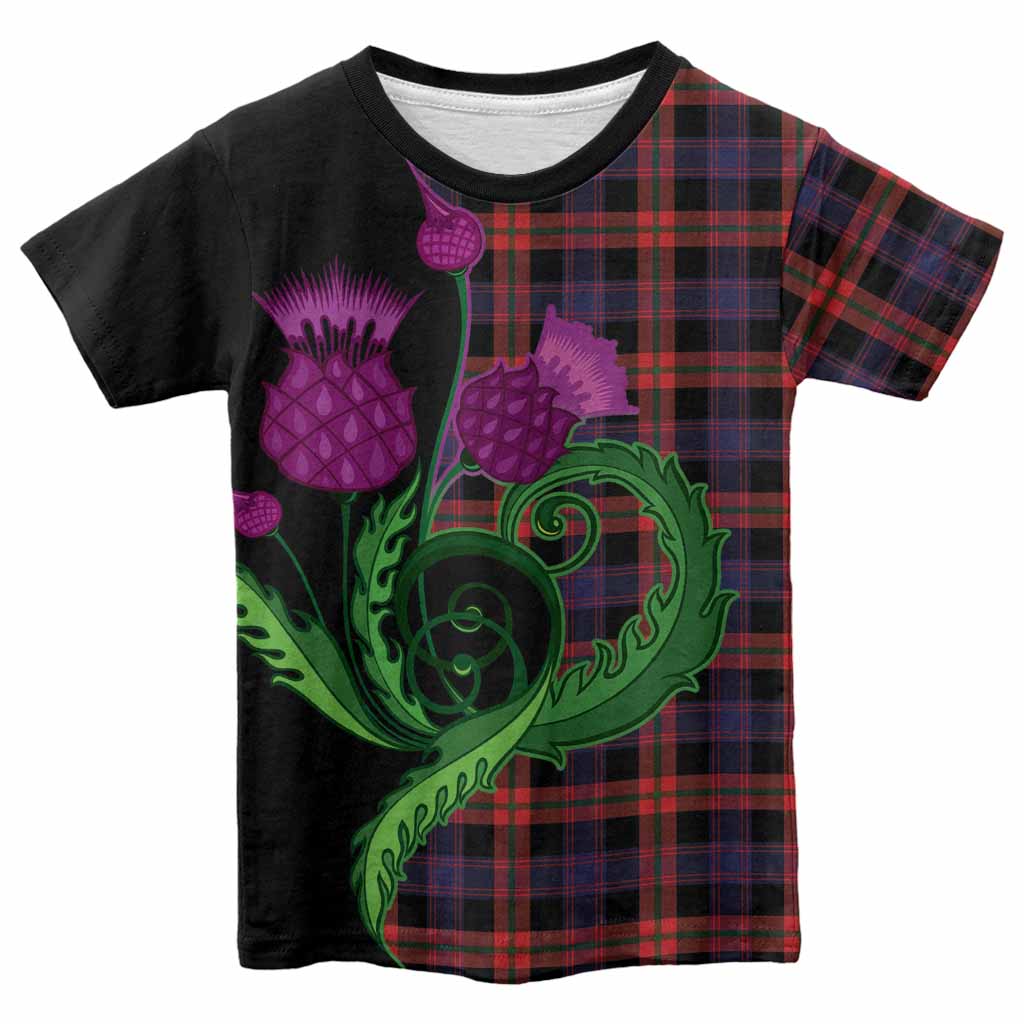Brown (Broun) Tartan Kid T-shirt Traditional Scottish Thistle