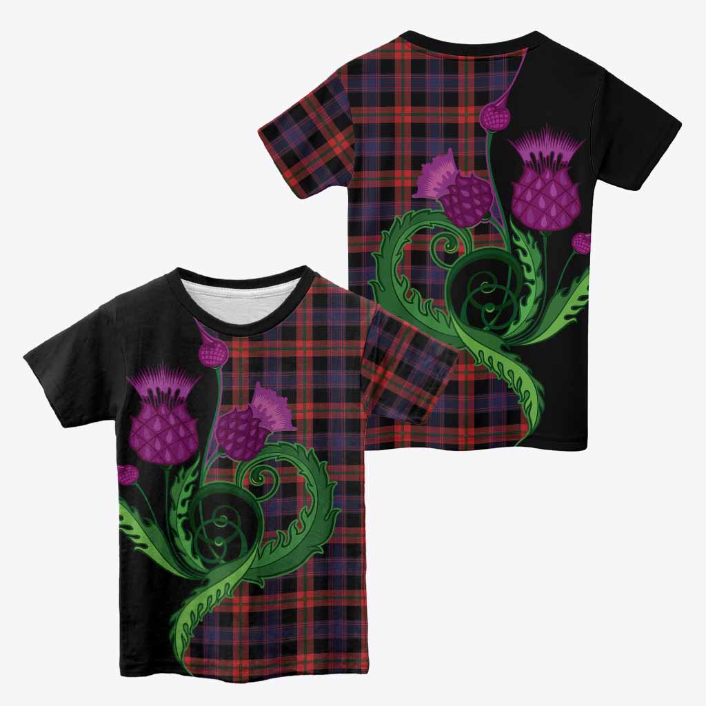 Brown (Broun) Tartan Kid T-shirt Traditional Scottish Thistle