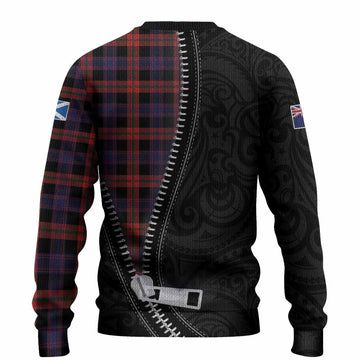 Brown (Broun) Tartan Knitted Sweater New Zealand Pattern Unique Zipper Stylized