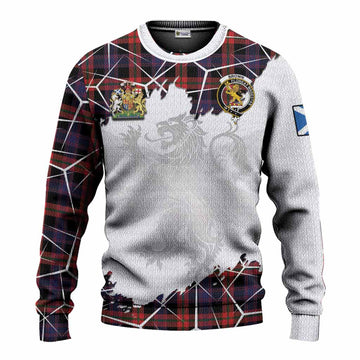 Brown (Broun) Tartan Knitted Sweater with Family Crest and Lion Rampant Grunge Style