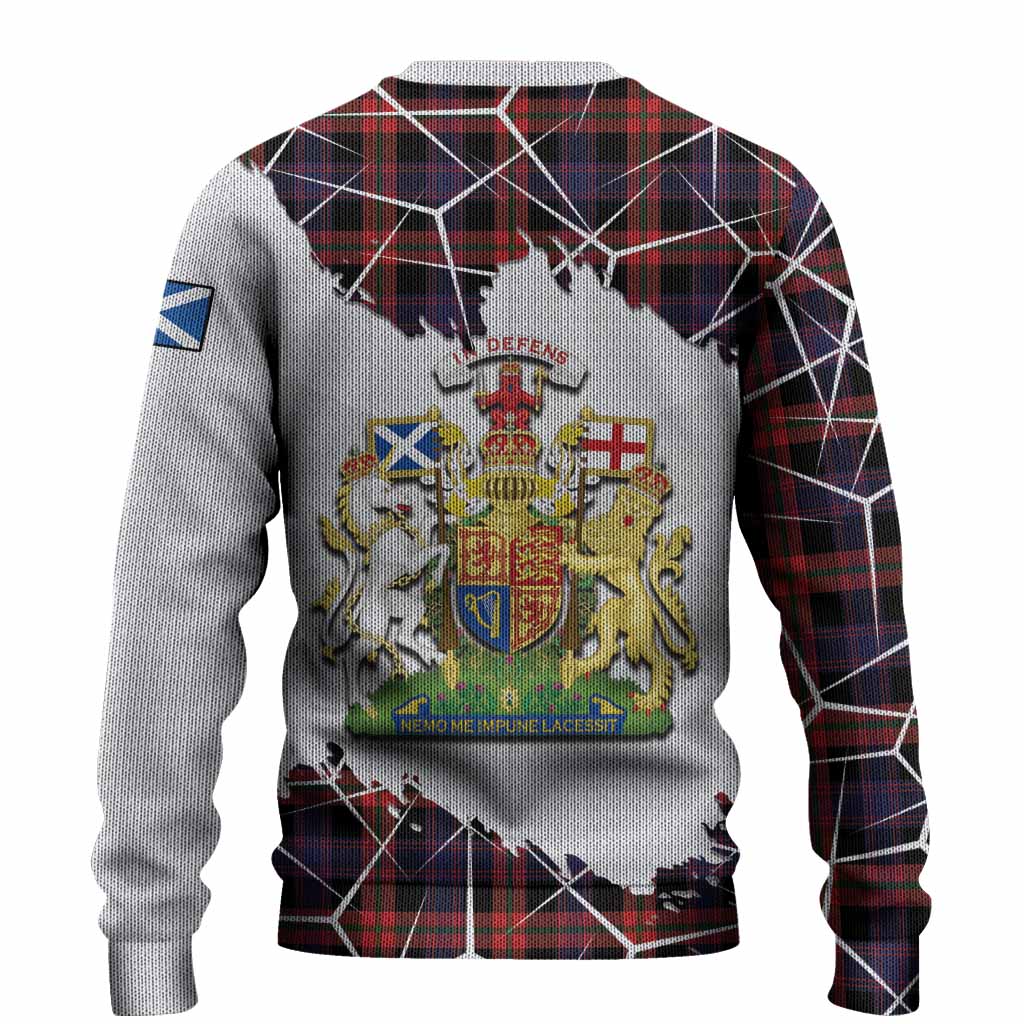 Brown (Broun) Tartan Knitted Sweater with Family Crest and Lion Rampant Grunge Style