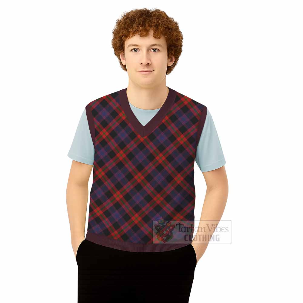 Brown (Broun) Tartan  Knitted V-Neck Vest Cross Style