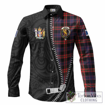 Brown (Broun) Tartan Long Sleeve Button Shirts New Zealand Pattern Unique Zipper Stylized