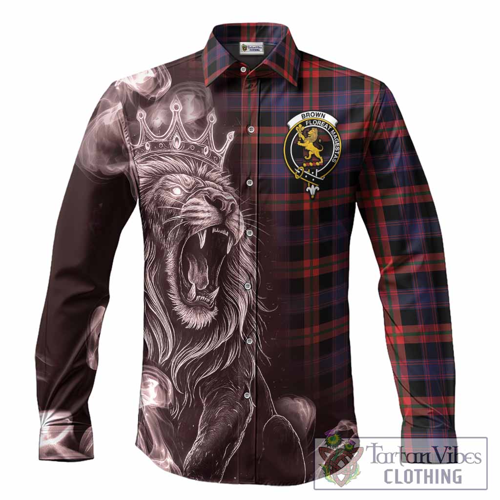 Brown (Broun) Tartan Long Sleeve Button Shirts Roaring Lion Heritage