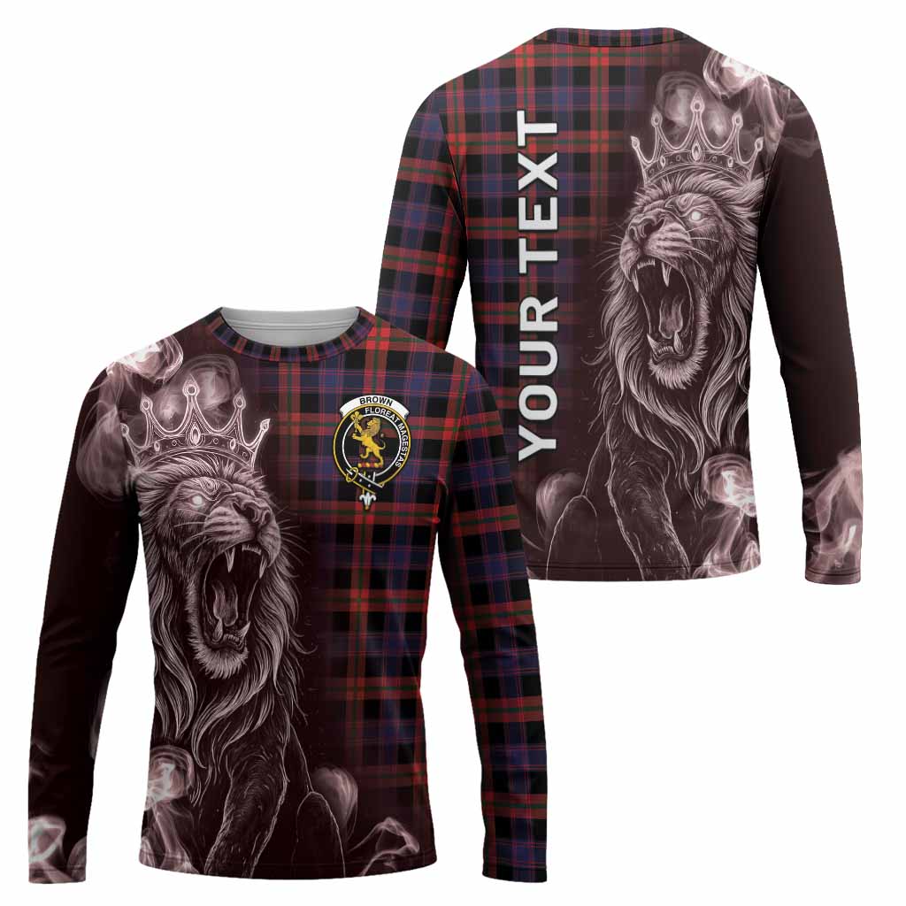 Brown (Broun) Tartan Long Sleeve T-Shirt Roaring Lion Heritage