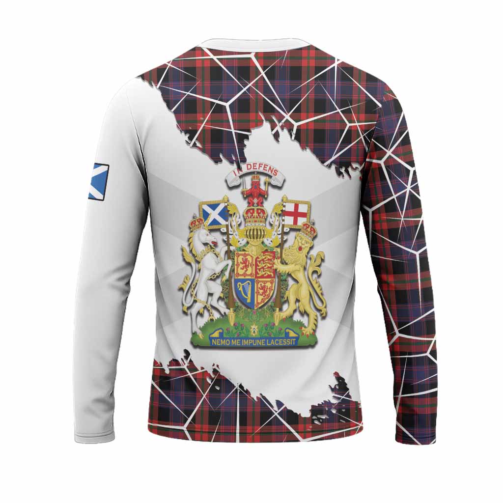 Brown (Broun) Tartan Long Sleeve T-Shirt with Family Crest and Lion Rampant Grunge Style