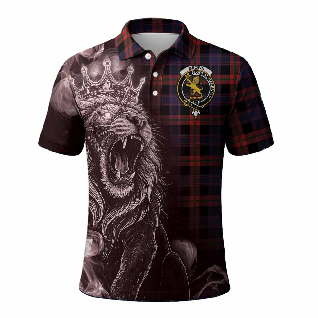 Brown (Broun) Tartan Polo Shirt Roaring Lion Heritage
