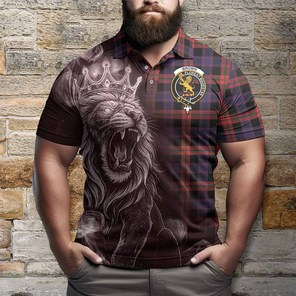 Brown (Broun) Tartan Polo Shirt Roaring Lion Heritage