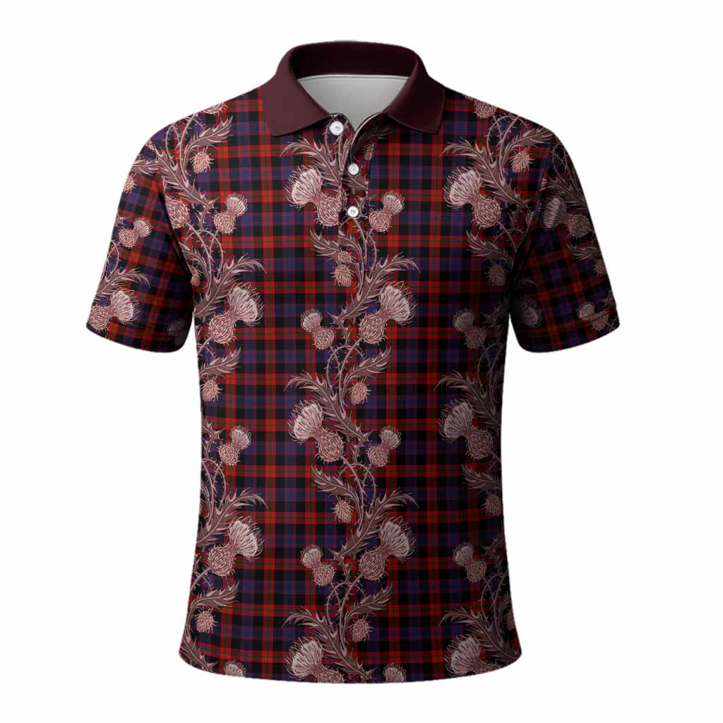 Brown (Broun) Tartan Polo Shirt Seamless Scottish Thistle Flowers