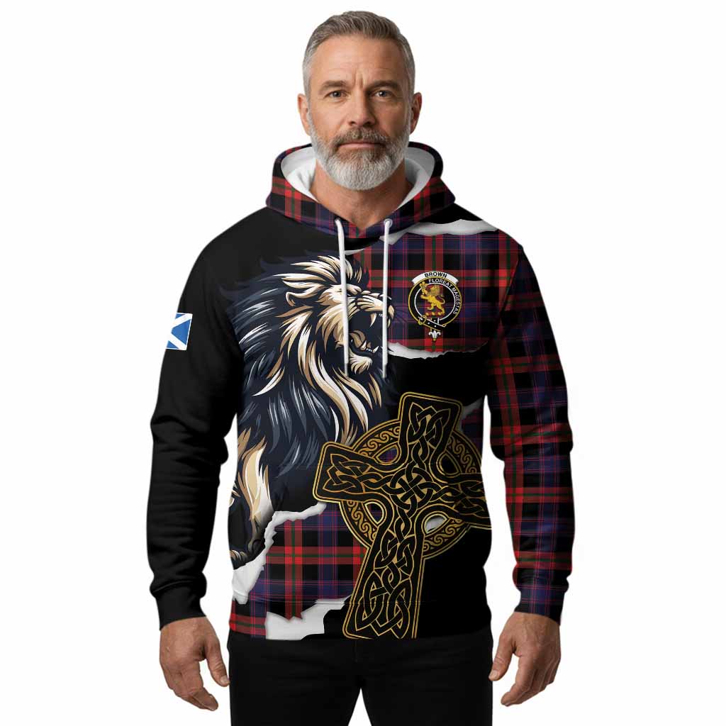 Brown (Broun) Tartan Scottish Hoodie Lion Celtic Heritage