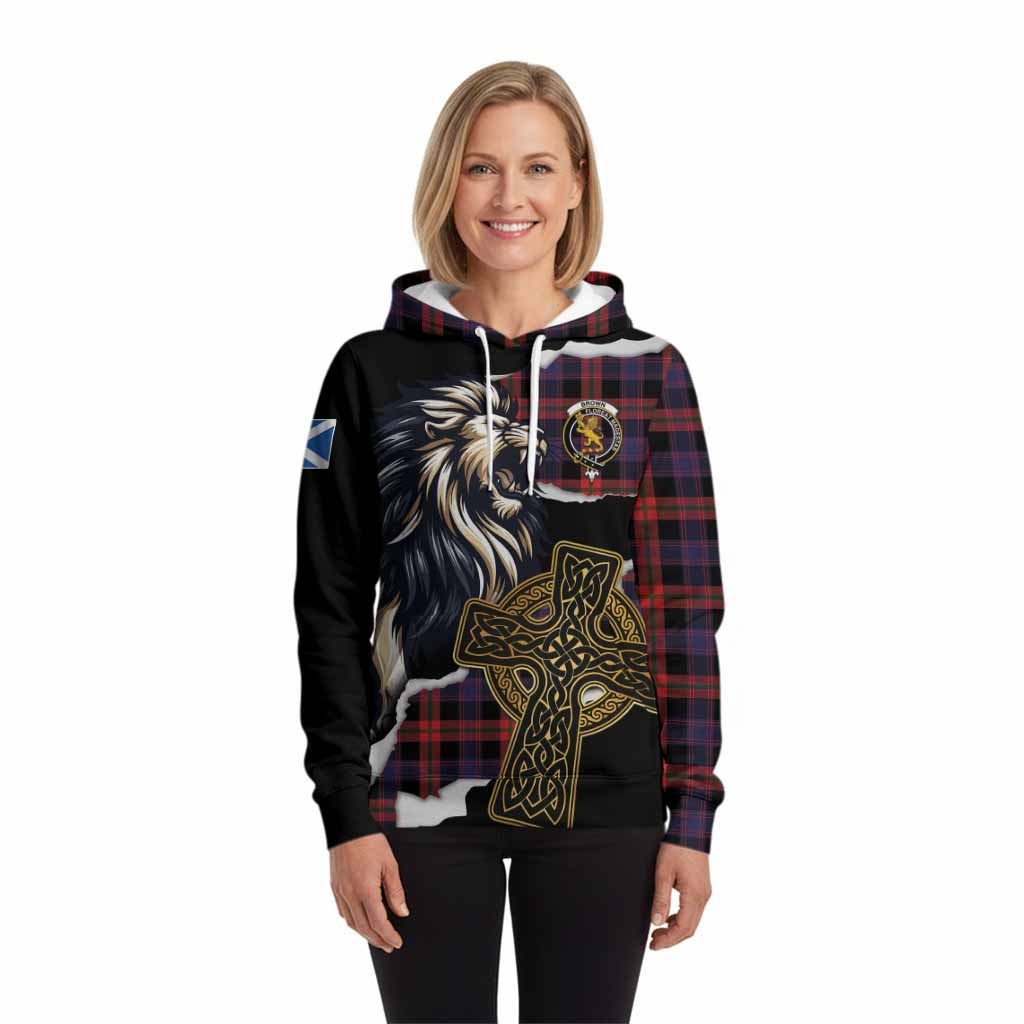 Brown (Broun) Tartan Scottish Hoodie Lion Celtic Heritage