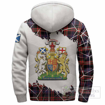 Brown (Broun) Tartan Sherpa Hoodie with Family Crest and Lion Rampant Grunge Style