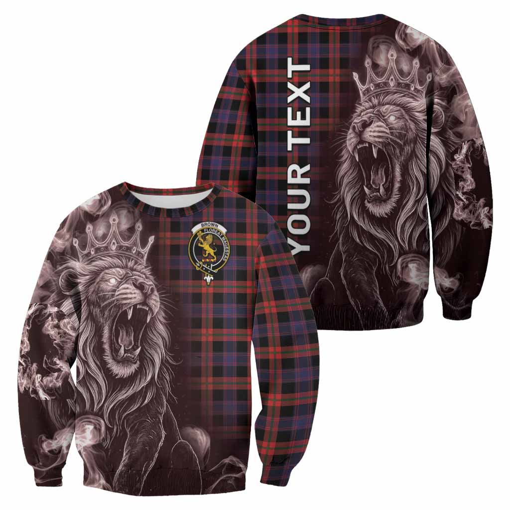 Brown (Broun) Tartan Sweatshirt Roaring Lion Heritage