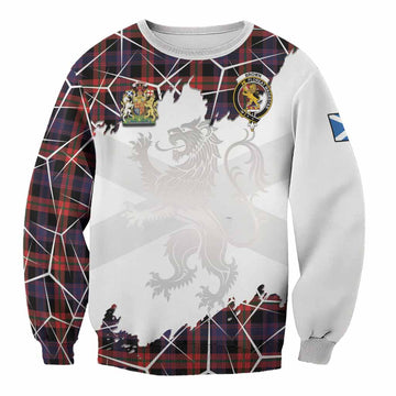 Brown (Broun) Tartan Sweatshirt with Family Crest and Lion Rampant Grunge Style
