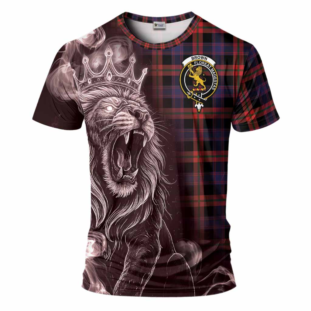Brown (Broun) Tartan T-Shirt Roaring Lion Heritage