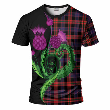 Brown (Broun) Tartan T-Shirt Traditional Scottish Thistle