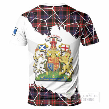 Brown (Broun) Tartan T-Shirt with Family Crest and Lion Rampant Grunge Style