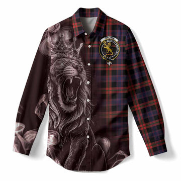 Brown (Broun) Tartan Women Casual Shirt Roaring Lion Heritage