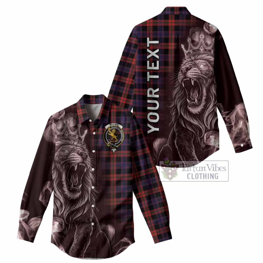 Brown (Broun) Tartan Women Casual Shirt Roaring Lion Heritage