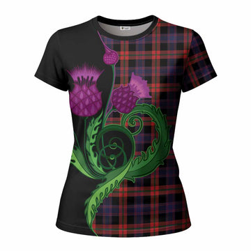 Brown (Broun) Tartan Women T shirt Traditional Scottish Thistle