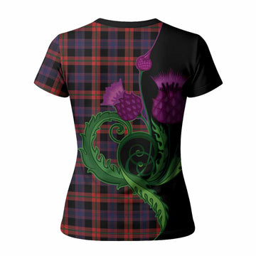 Brown (Broun) Tartan Women T shirt Traditional Scottish Thistle