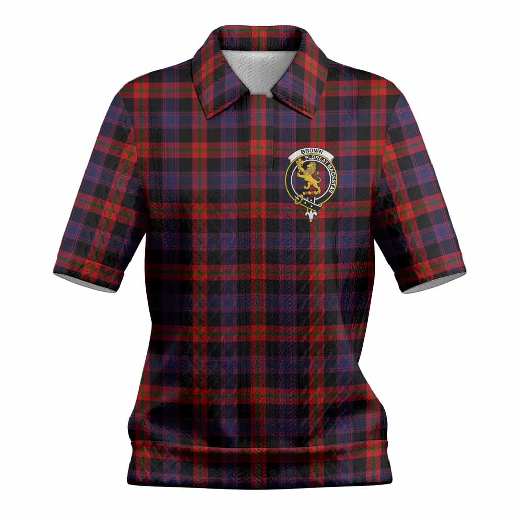 Brown (Broun) Tartan Women’s Polo Sweater Top with Family Crest