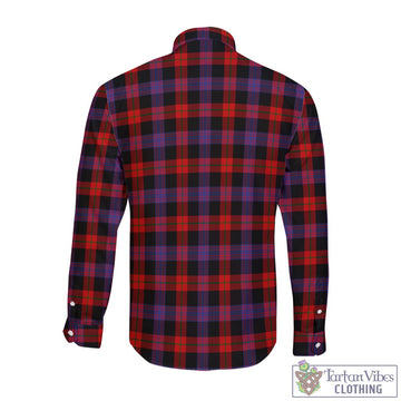 Brown (Broun) Tartan Long Sleeve Button Up Shirt with Family Crest