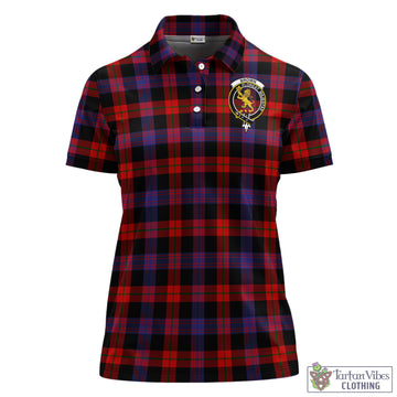 Brown (Broun) Tartan Women's Polo Shirt with Family Crest - Tartan Vibes Clothing