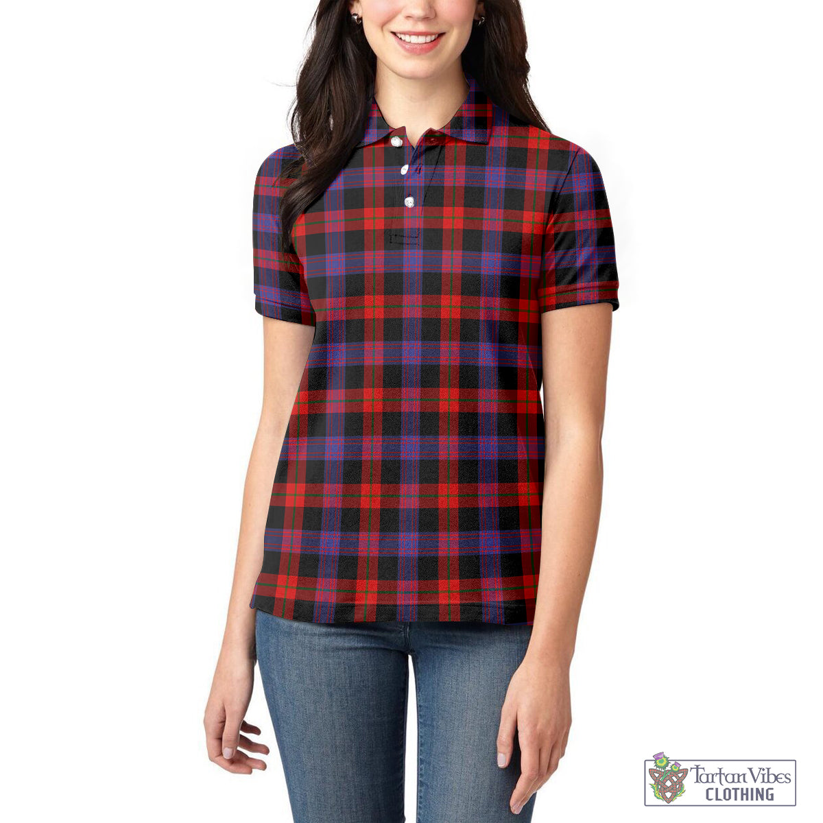Brown (Broun) Tartan Women's Polo Shirt - Tartan Vibes Clothing