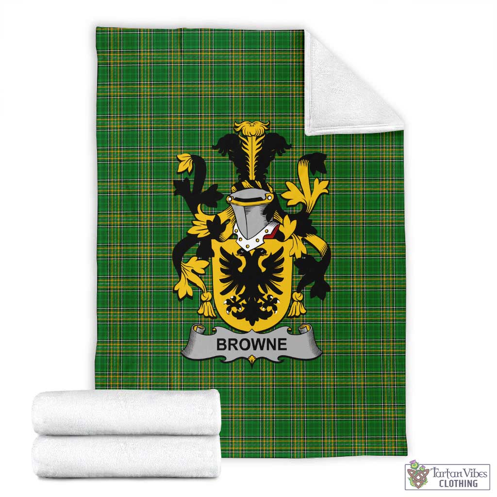 Browne Irish Clan Tartan Blanket with Coat of Arms X-Large 59 x 79 inches 150 x 200 cm - Tartan Vibes Clothing