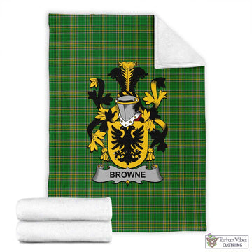 Tartan Vibes Clothing Browne Irish Clan Tartan Blanket with Coat of Arms