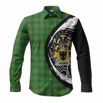 Browne Irish Clan Long Sleeve Button Shirt Celtic Circle Style Men's Shirt S - Tartan Vibes Clothing