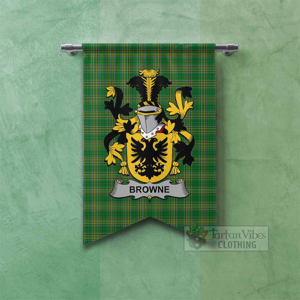 Tartan Vibes Clothing Browne Irish Clan Tartan Gonfalon, Tartan Banner with Coat of Arms