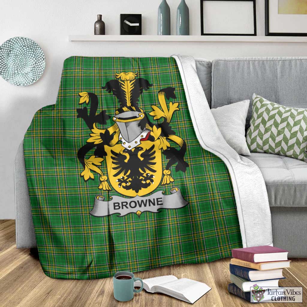 Browne Irish Clan Tartan Blanket with Coat of Arms - Tartan Vibes Clothing