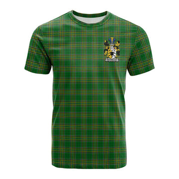 Tartan Vibes Clothing Brownlow Irish Clan Tartan Cotton T-shirt with Coat of Arms