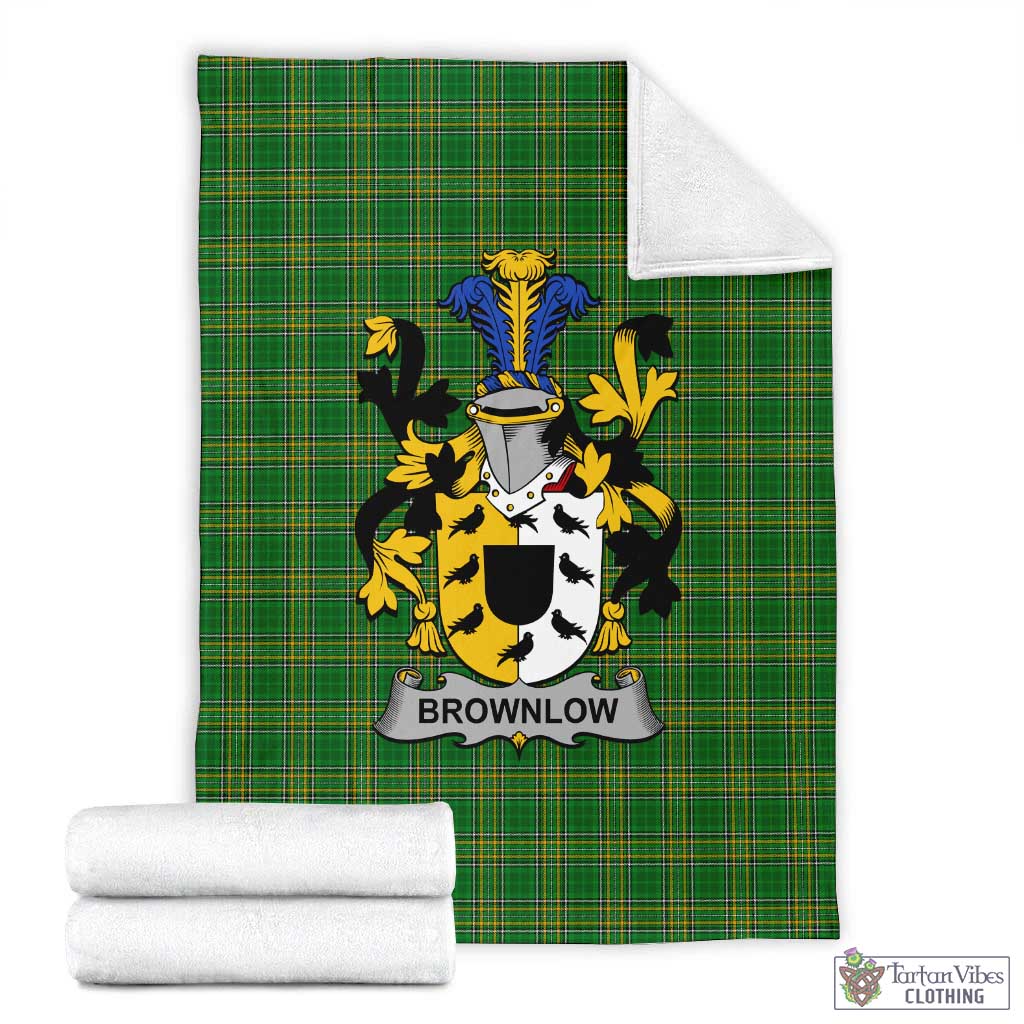Brownlow Irish Clan Tartan Blanket with Coat of Arms X-Large 59 x 79 inches 150 x 200 cm - Tartan Vibes Clothing