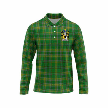 Brownlow Irish Clan Tartan Long Sleeve Polo Shirt with Coat of Arms Unisex - Tartan Vibes Clothing